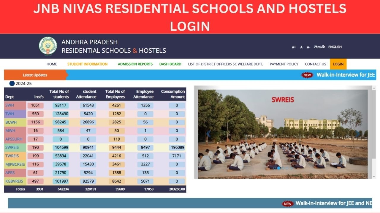 JNB Nivas Residential Schools and Hostels Login